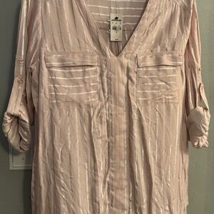 Express Women's Pink Striped Top